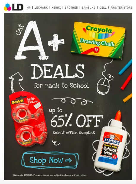 back to school email marketing example