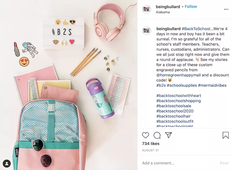 back to school social media advertising promotion example instagram