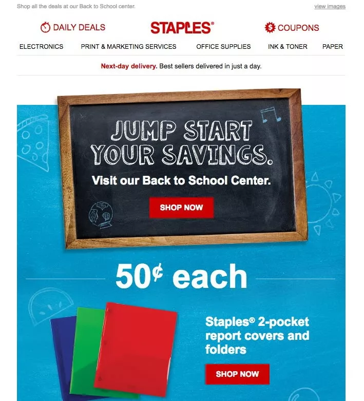 back-to-school season email marketing example