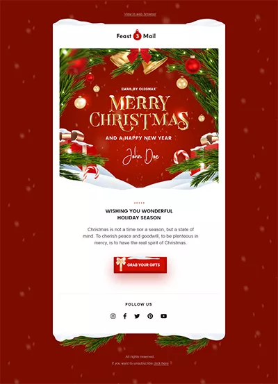 holiday email marketing example of Christmas responsive template